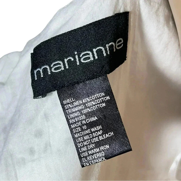 Marianne Linen Blend White Eyelet 1/2 Zip Fully Lined Dress Size 10 EUC!! - Picture 5 of 5